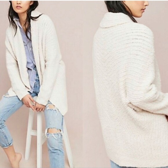 Sleeping on Snow Anthropologie Open Front Cardigan Sweater Merino Wool Alpaca M - Picture 3 of 15